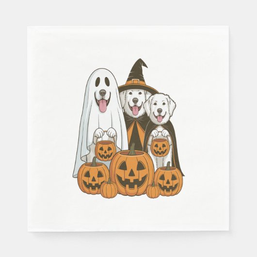 Großer Pyrenäen Hund Geist Hexe Halloween passend Serviette (Vorderseite)