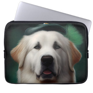 Großer Pyrenäen Hund im St. Patrick's Day Kleid Laptopschutzhülle