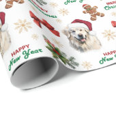Großer Pyrenäen-Hund mit Weihnachtsmannmütze zu We Geschenkpapier (Rolleneckpunkt)