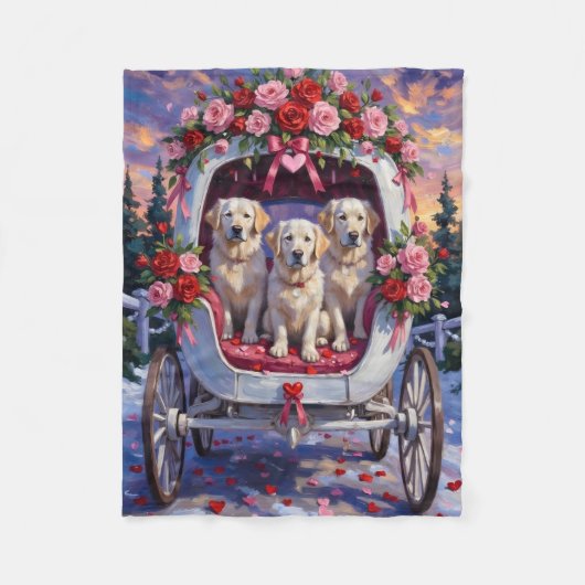 Großer Pyrenäen-Hund Valentinstag Fleecedecke (Vorderseite)