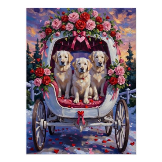 Großer Pyrenäen-Hund Valentinstag Poster (Vorderseite)