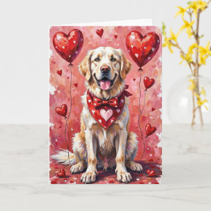 Großer Pyrenäen Valentinstag Hund mit Herzen Rot Karte
