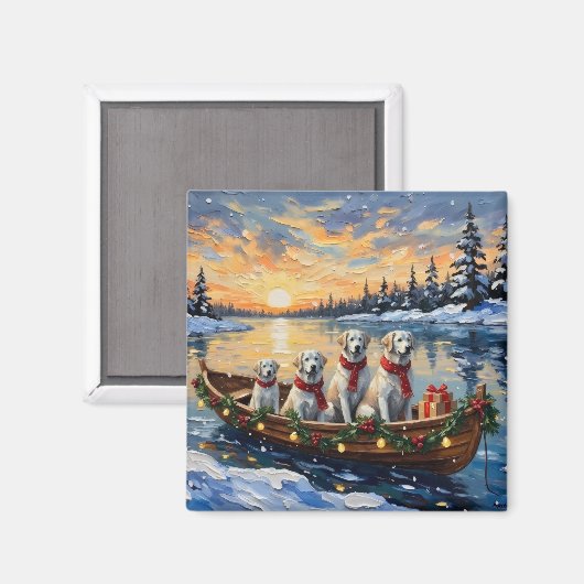 Großer Pyrenäen-Weihnachtsboot-Urlaub Magnet (Vorderseite/Rückseite)