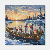 Großer Pyrenäen-Weihnachtsboot-Urlaub Magnet (Vorne)
