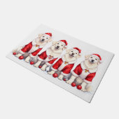 Großer Pyrenäen-Weihnachtskleid Santa-Hut Fußmatte (Schrägansicht)