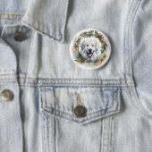 Großer Pyrenäen-Weihnachtskranz Festiver Hund Button (Beispiel)