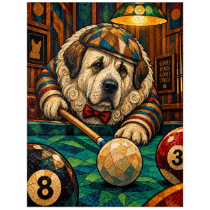 Großer Pyrenäenhund, geometrisches Mosaik Postkarte