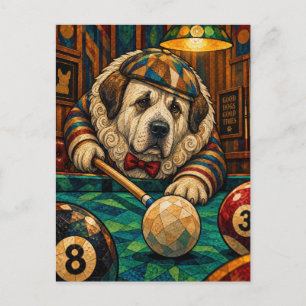 Großer Pyrenäenhund, geometrisches Mosaik Postkarte