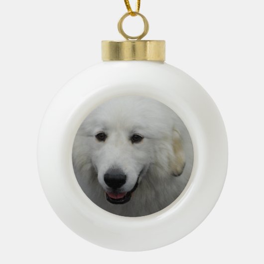 Großer Pyrenäenhund Keramik Kugel-Ornament (Vorderseite)