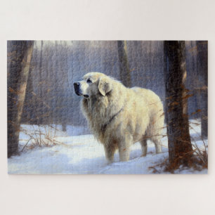 Großer Pyrenäenhund Lass es schneien Weihnachten Puzzle