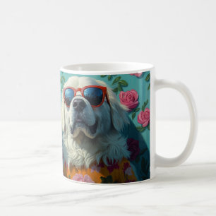 Großer Pyrenäenhund mit Herzrosen zum Valentinstag Kaffeetasse
