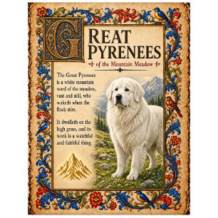 Großer Pyrenäenhund, mittelalterliche Bestiarien-K Postkarte