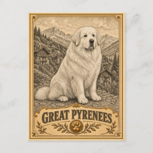 Großer Pyrenäenhund, Vintage Heritage Hund Postkarte