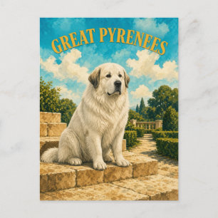 Großer Pyrenäenhund, Vintage-Wasserfarben-Hundekun Postkarte