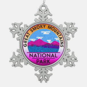 Großer rauchiger Gebirgsnationalpark Tennessee Schneeflocken Zinn-Ornament