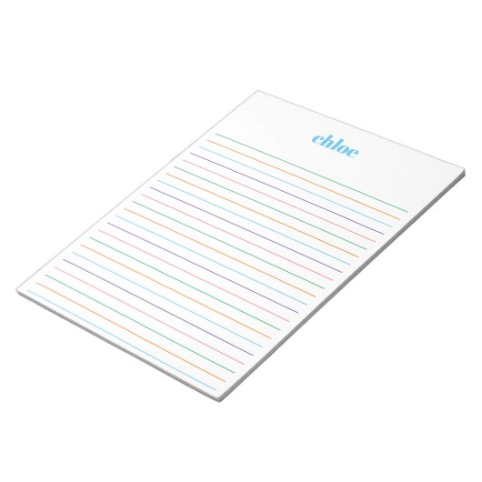 Grosser Regenbogen Personalisierter Notepad Notizblock (angewinkelt)