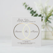 Großer Riese gekreuzte goldene Ringe Einladung (Stehend Vorderseite)