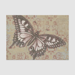 Großer rosa-brauner Schmetterling auf Viktorianisc Seidenpapier