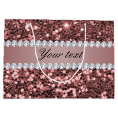 Großer Rosen-GoldImitat-Glitzer und Diamanten Große Geschenktüte (Rückseite)