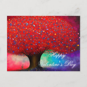 Großer roter Baum Valentinstag Postkarte