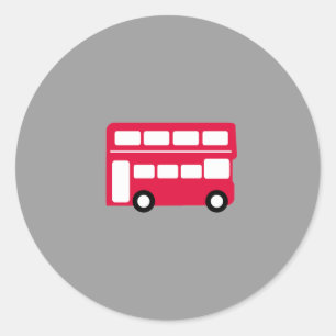Großer roter Bus Runder Aufkleber