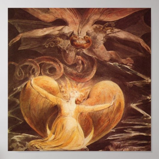 Großer Roter Drache und die Frau mit Sonne bekleid Poster (Vorne)