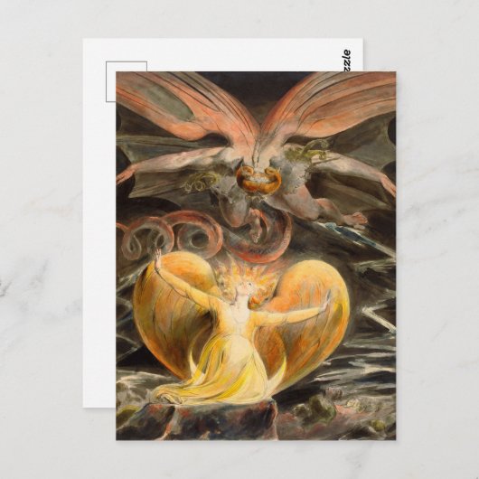 Großer Roter Drache und die Frau mit Sonne bekleid Postkarte (Vorne/Hinten)