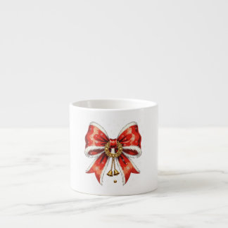 Großer roter festlicher Aquarell-Knoten – Vintage- Espressotasse