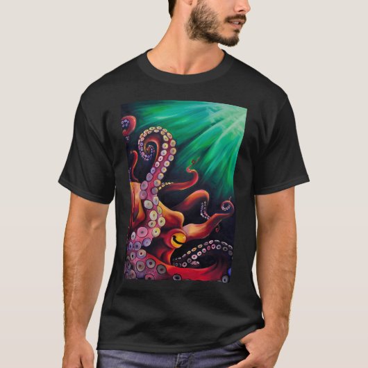 Großer roter Krake T-Shirt (Vorderseite)