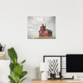 Großer roter Leuchtturm-Impressionismus Poster (Heimbüro)