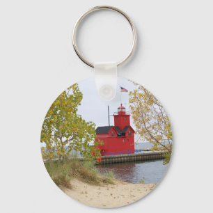 Großer roter Leuchtturm Schlüsselanhänger