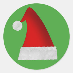 Großer roter Sankt-Weihnachtshut Runder Aufkleber