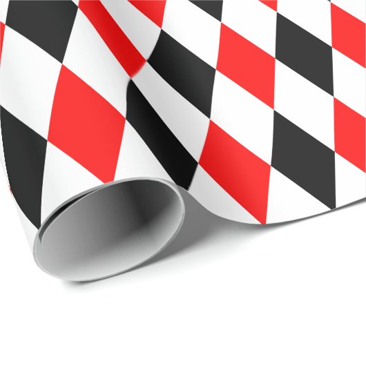 Großer roter, Schwarzweiss-Harlekin Geschenkpapier (Rolleneckpunkt)