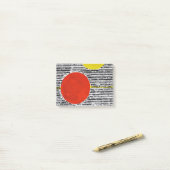 Grosser, roter Spot mit schwarzen Streifen Post-it Klebezettel (Auf Schreibtisch)