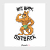 Großer Rücken Outback – Lustiges Känguru-Gym-Worko Aufkleber (Blatt)