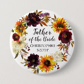 Grosser Rustikaler Herbstvater der Braut Button (Vorderseite)