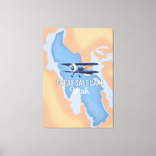 Großer Salk Lake Utah Karte Reiseplakat. Leinwanddruck