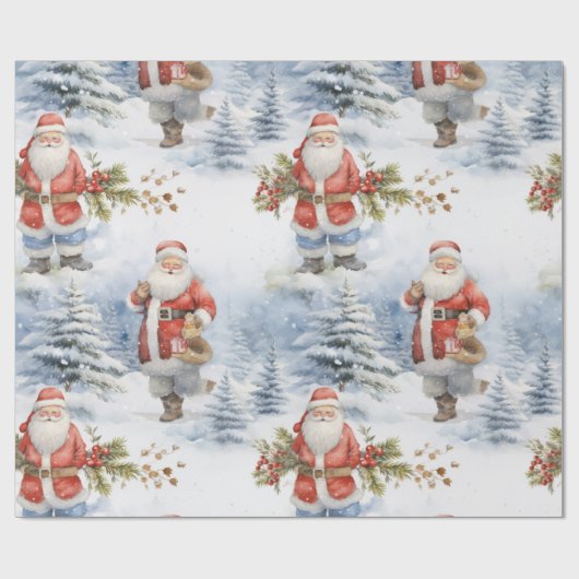 Großer Santa Snow Geschenkpapier (Flach)