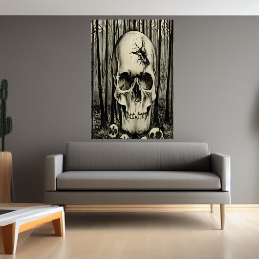 Großer Schädel im Wald | AI Art Poster