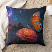 Großer Schmetterling auf psychedelischem Mohn Kissen (Decke)