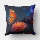 Großer Schmetterling auf psychedelischem Mohn Kissen (Rückseite)