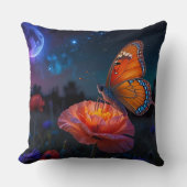Großer Schmetterling auf psychedelischem Mohn Kissen (Vorderseite)