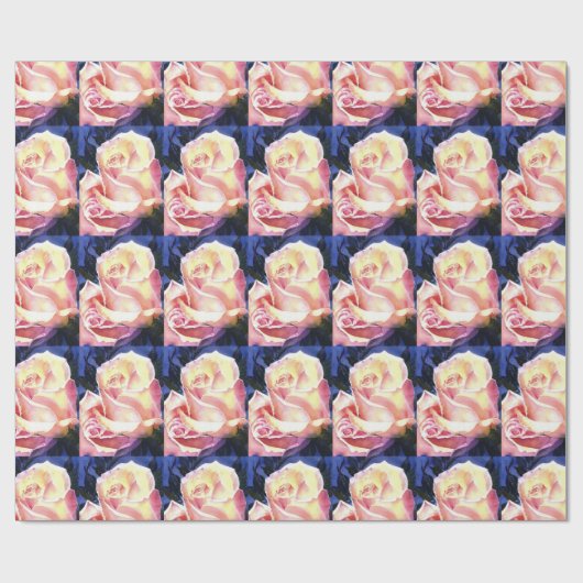 Großer schöner rosa RoseWatercolor Geschenkpapier (Flach)