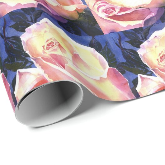 Großer schöner rosa RoseWatercolor Geschenkpapier (Rolleneckpunkt)