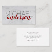 Grosser Schriftart | Rotes Skript Beruflich | Marm Visitenkarte (Vorne/Hinten)