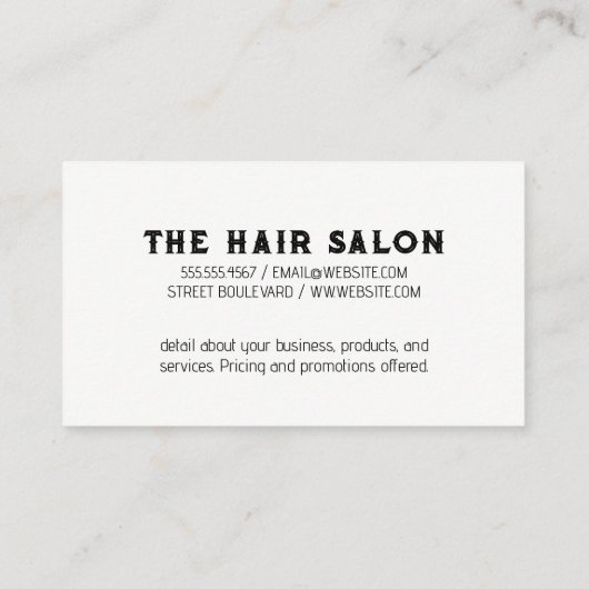 Grosser Schriftart | Schere und Kamm Visitenkarte (Rückseite)