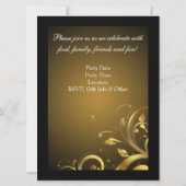 Grosser Schwarz-Gold-Swirt, individuelle Geburtsta Einladung (Rückseite)