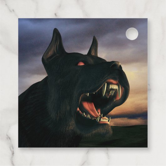 Großer, schwarzer Hund Geschenkanhänger (Rückseite)