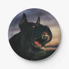 Großer, schwarzer Hund Pappteller