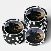 Großer, schwarzer Hund Pokerchips (Stapel)